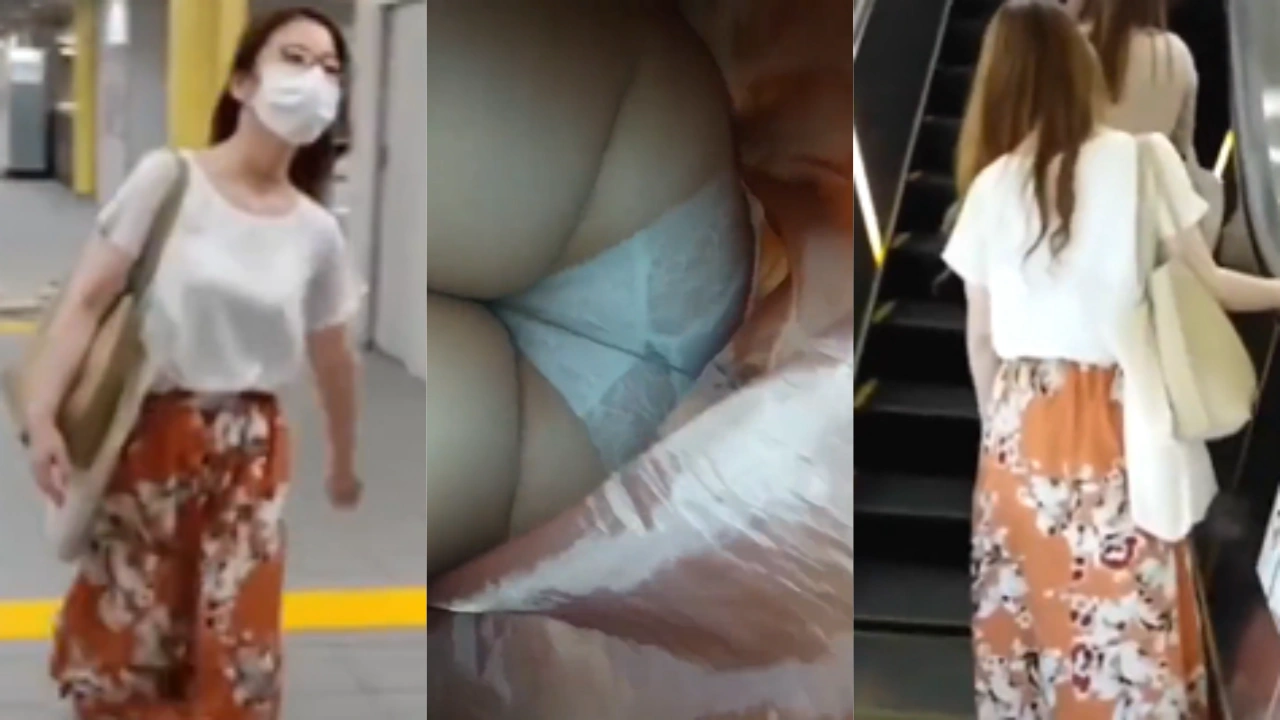 【商场抄底】自动扶梯抄底漂亮美女们 都是长裙子只能冒险撩裙偷窥 差点被一个漂亮大姐发现