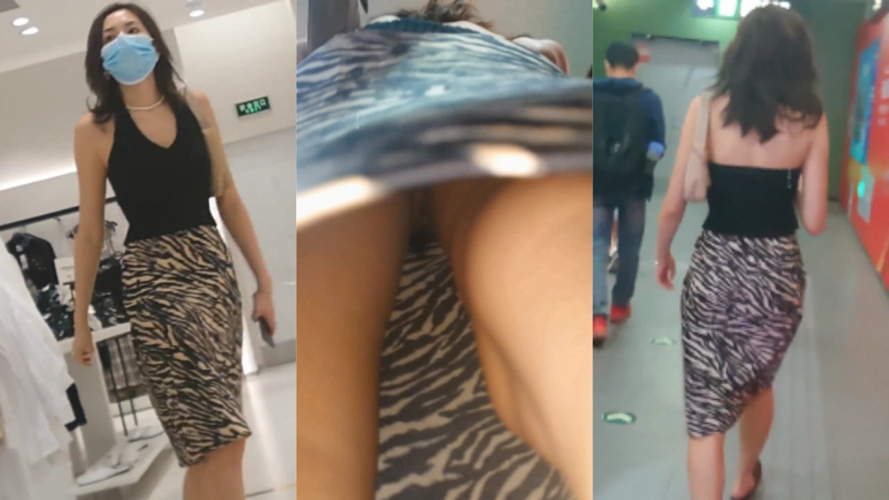 【商场抄底】一路跟踪偷拍穿着豹纹裙不穿内裤的小骚货