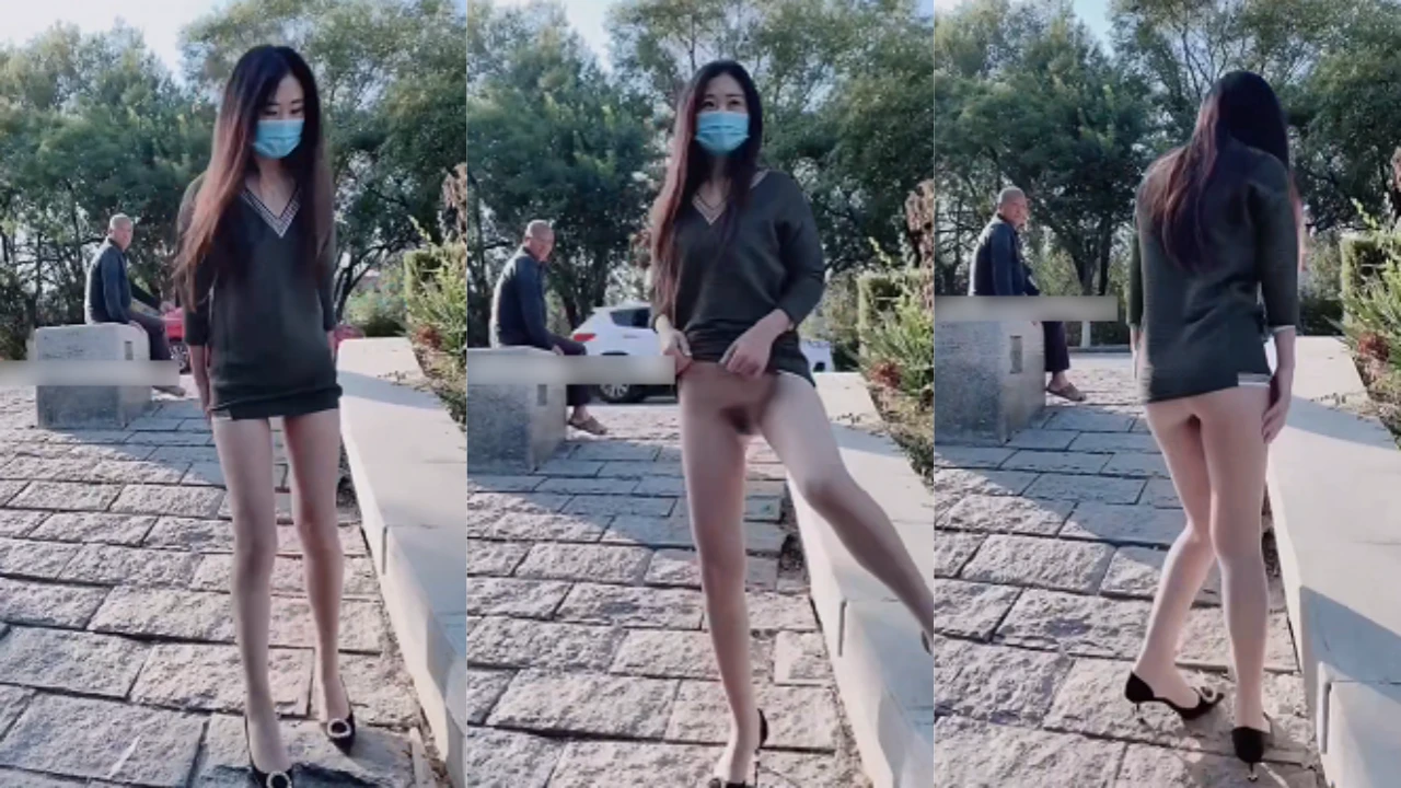 淺笑心柔户外裸露下体 大爷坐在石墩上全程看完