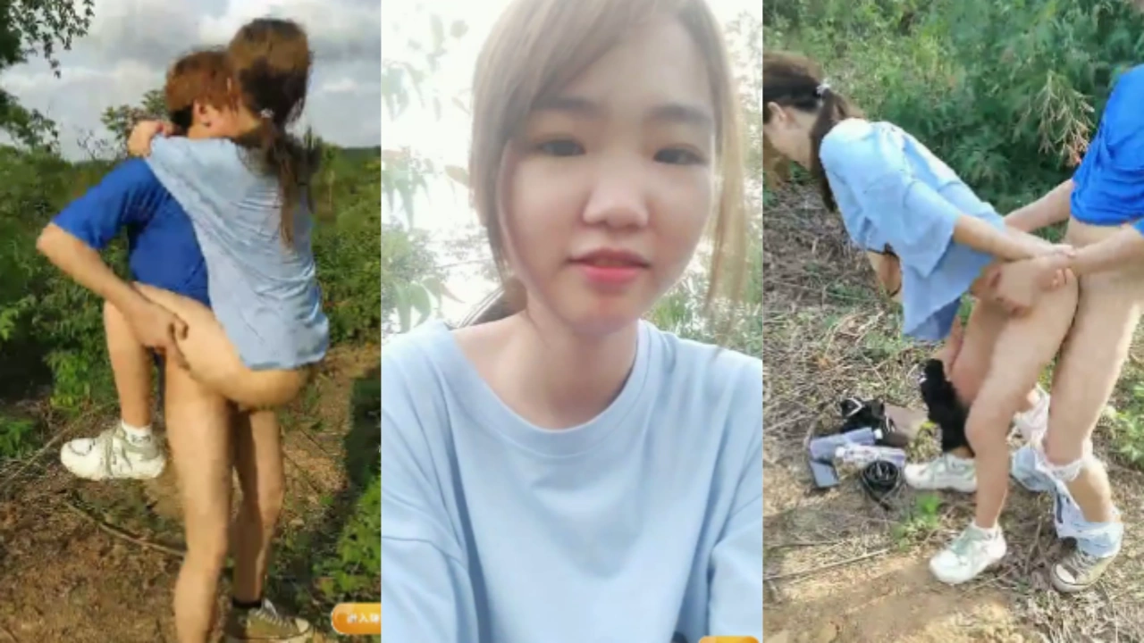 美乳嫩妹的性爱初体验 被两小伙带荒郊野外打野战 揉奶子抠逼后入啪啪